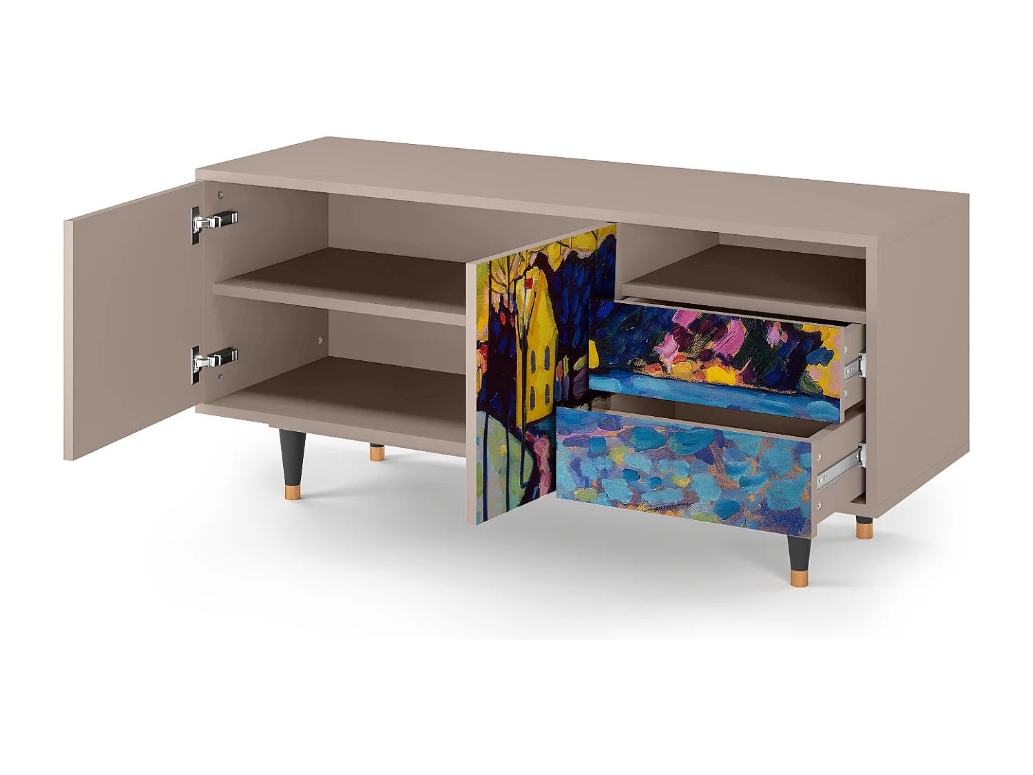 Mueble de TV - 125х56х41 cm - T7 - Winter Landscape, Latte