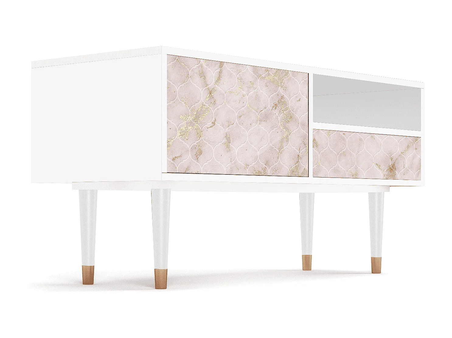 Meuble TV - 115х59х48 cm - T3 - Dirty Roses, Blanc