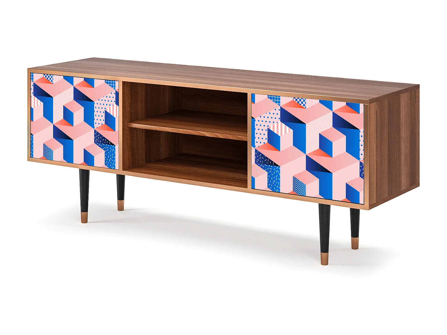 Szafka RTV - 170х69х48 cm - T2 - Pinky Squares, Orzech