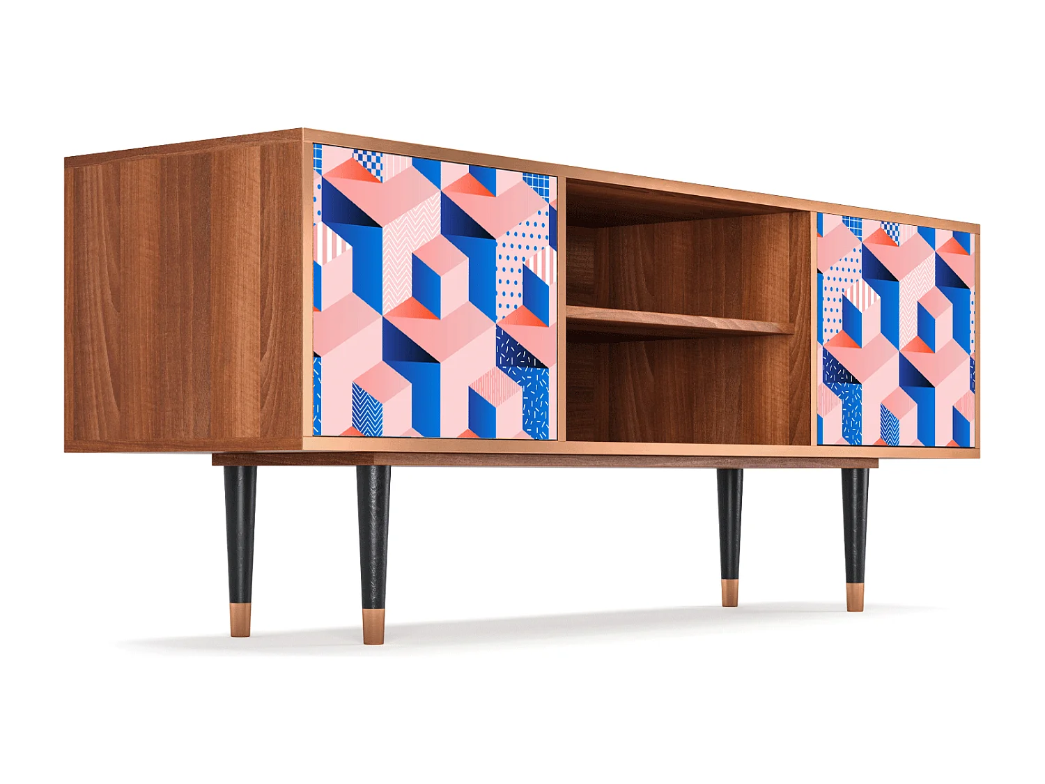 Meuble TV - 170х69х48 cm - T2 - Pinky Squares, Noyer