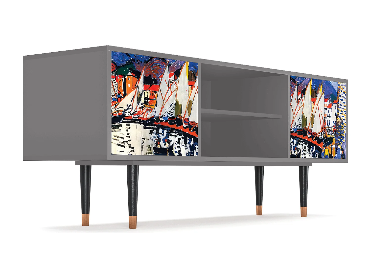 Mobile TV - 170х69х48 cm - T2 - Le Séchage des voiles , Grigio