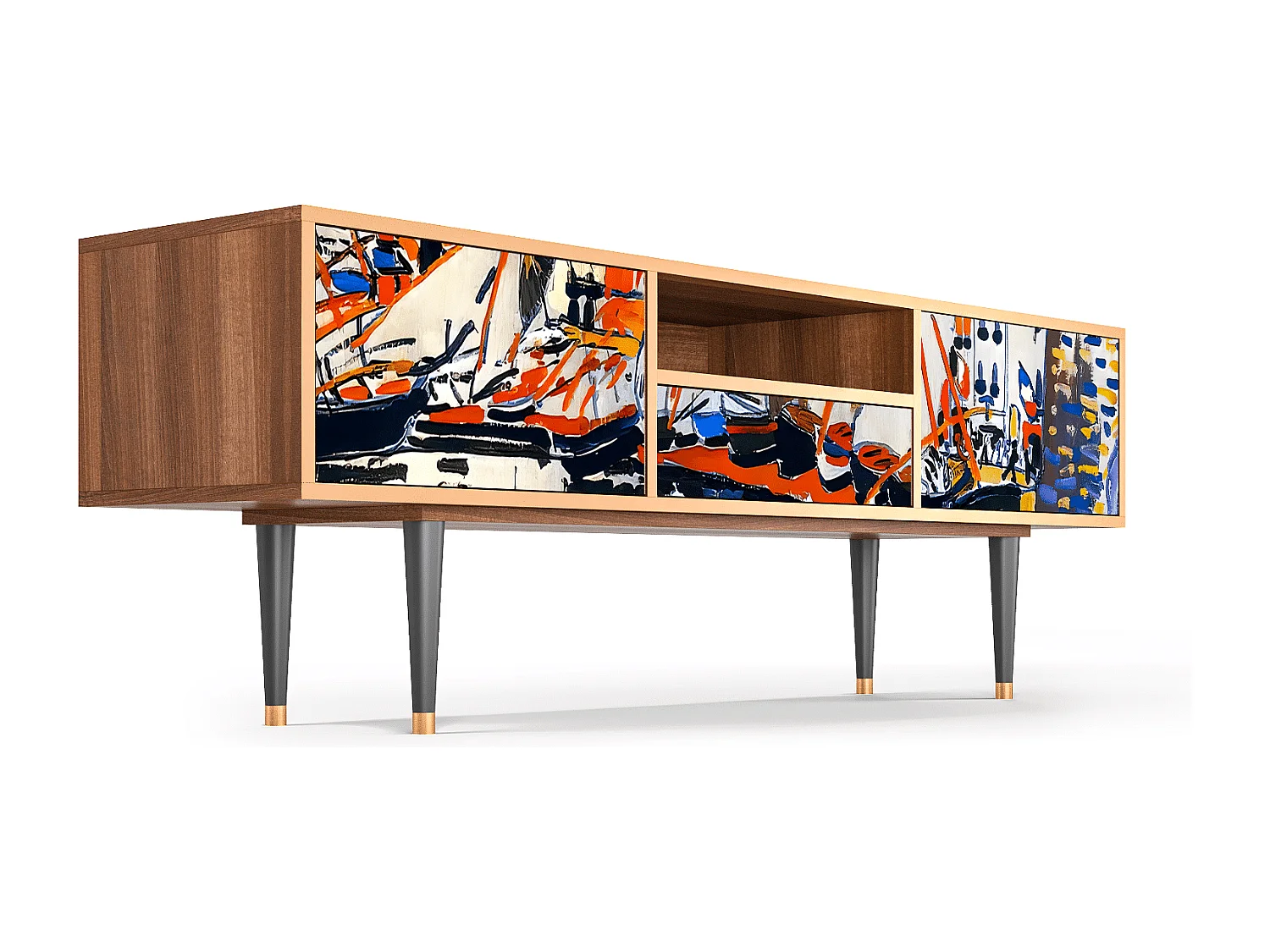 Szafka RTV - 170х59х41 cm - T6 - Le Séchage des voiles , Orzech