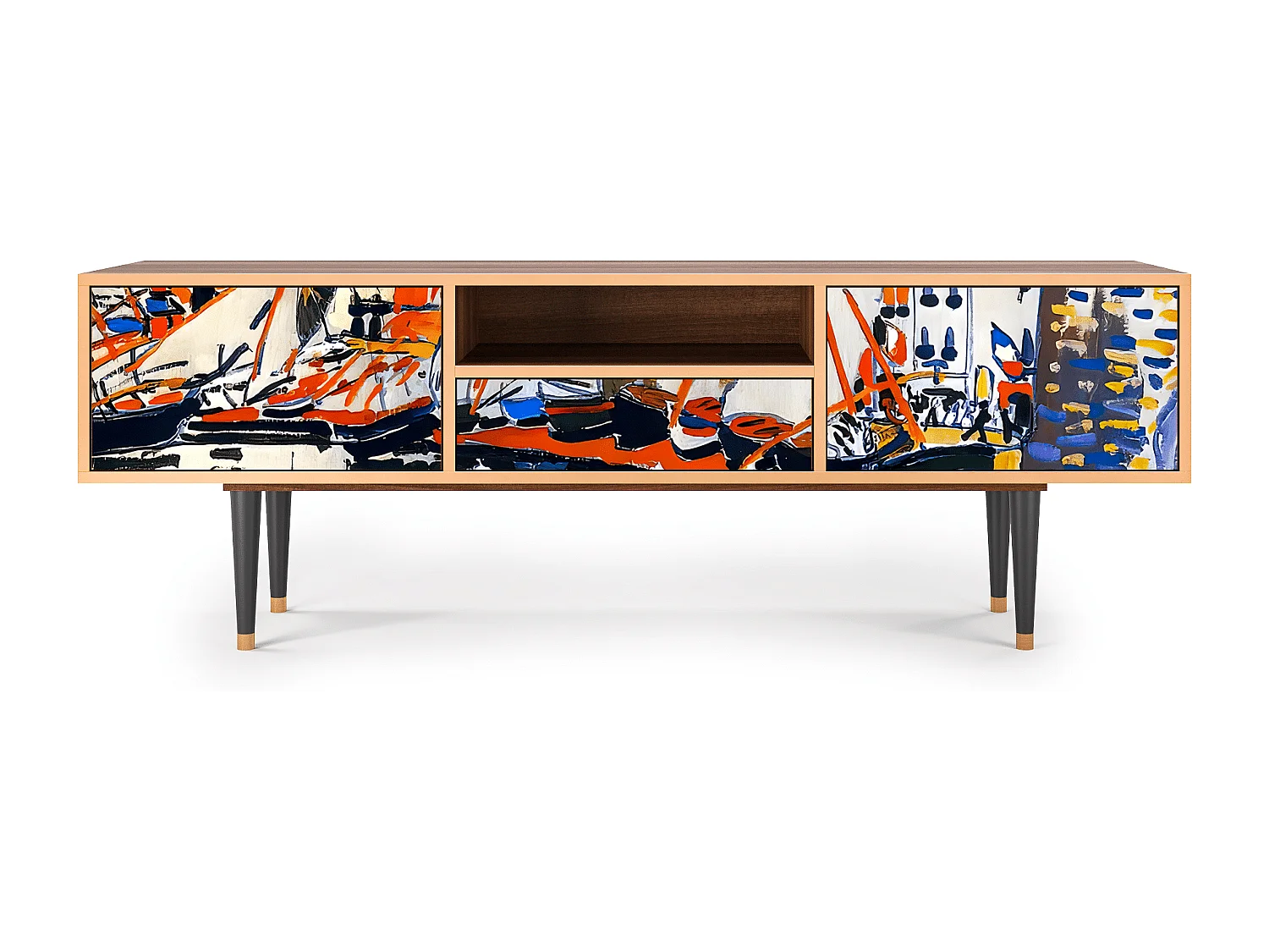 Meuble TV - 170х59х41 cm - T6 - Le Séchage des voiles , Noyer