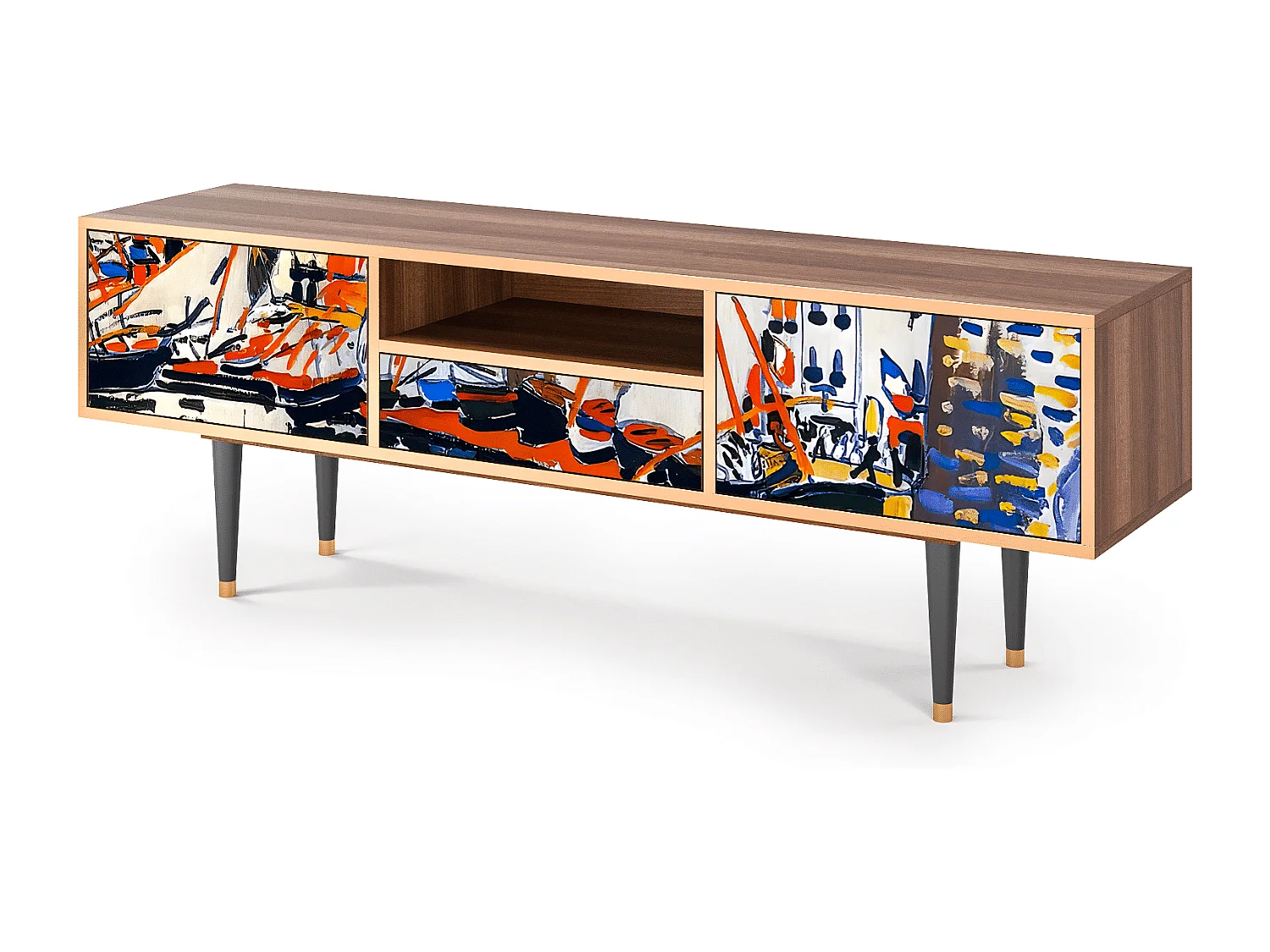 Meuble TV - 170х59х41 cm - T6 - Le Séchage des voiles , Noyer