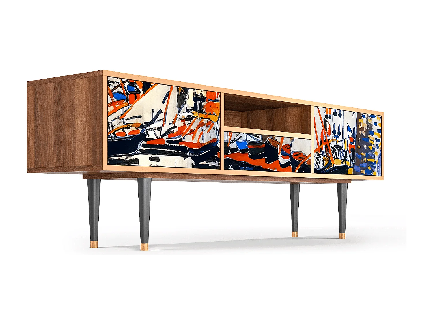 Meuble TV - 170х59х41 cm - T6 - Le Séchage des voiles , Noyer