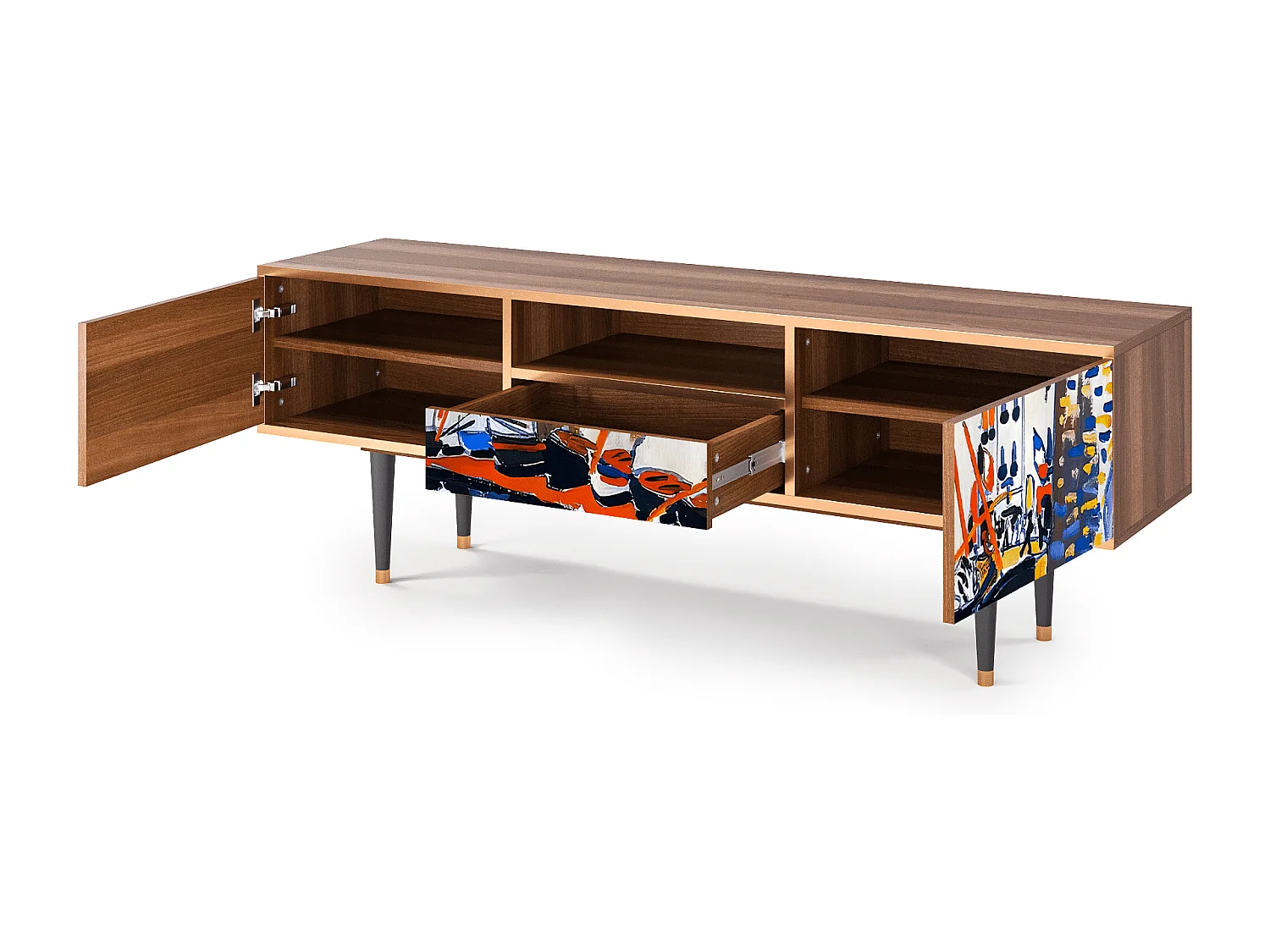 Meuble TV - 170х59х41 cm - T6 - Le Séchage des voiles , Noyer