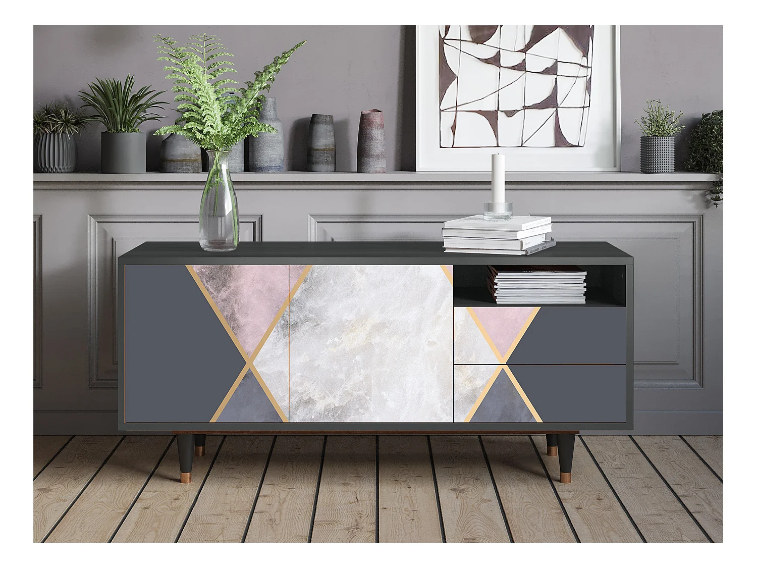 Meuble TV - 125х56х41 cm - T7 - Ideal Harmony, Anthracite