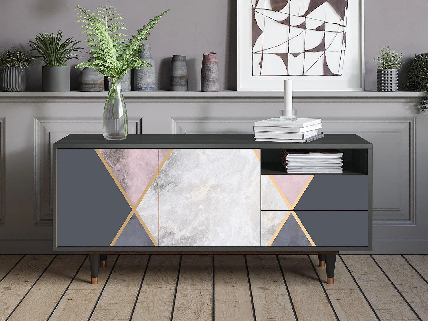 Meuble TV - 125х56х41 cm - T7 - Ideal Harmony, Anthracite