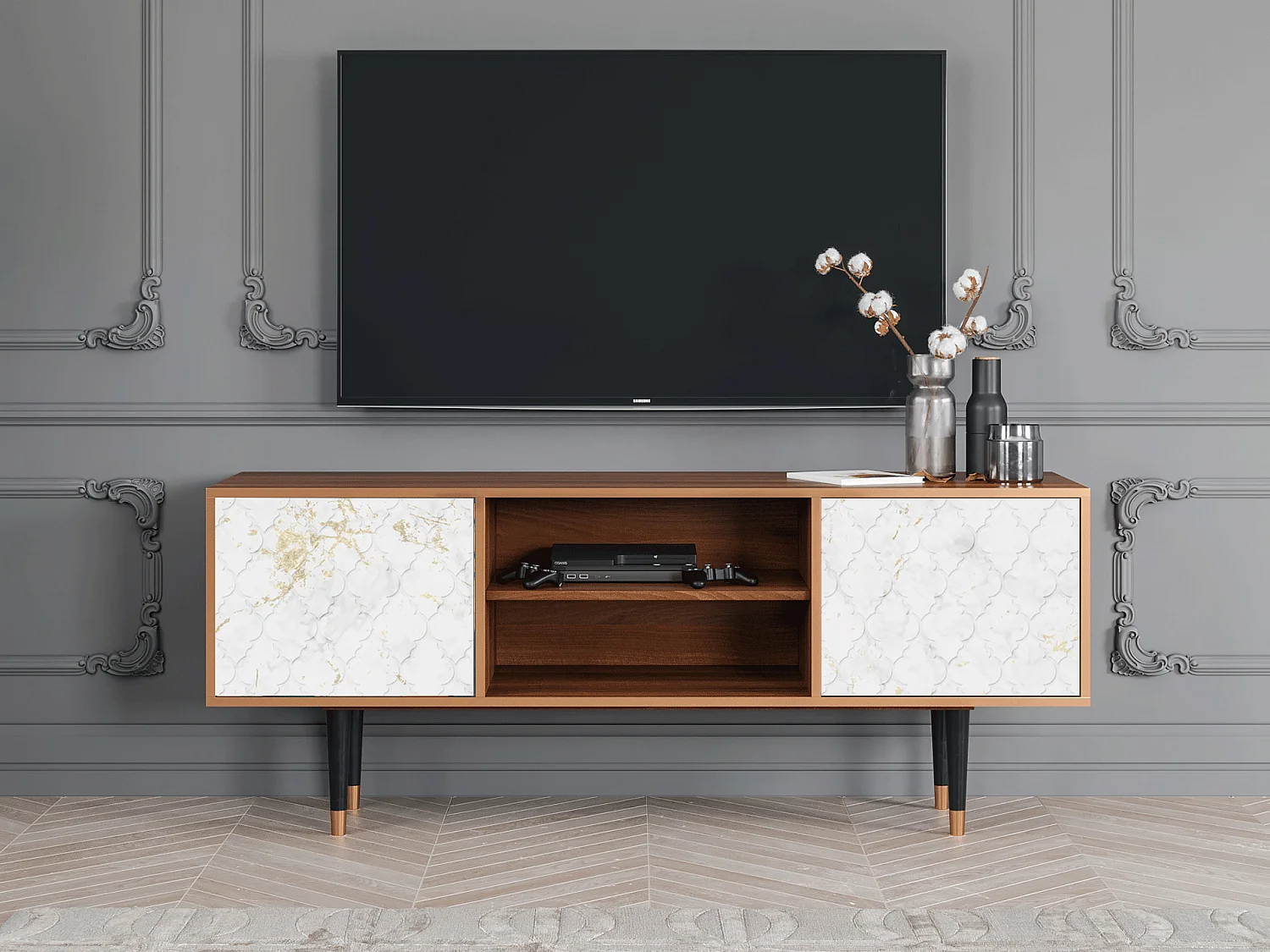 TV-meubel - 170х69х48 cm - T2 - Sweet Cotton, Walnoot