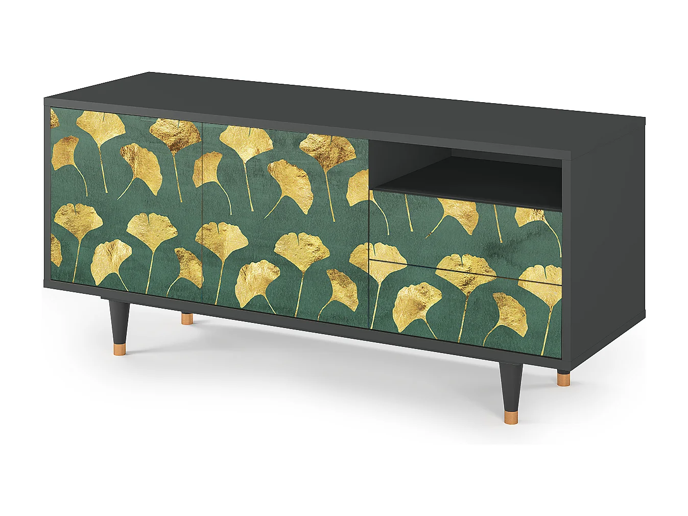 TV-Möbel - 125х56х41 cm - T7 - Gingko leaves, Anthrazit