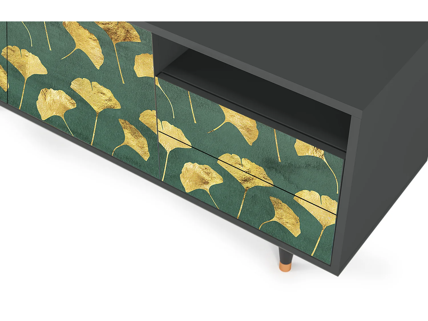 TV-Möbel - 125х56х41 cm - T7 - Gingko leaves, Anthrazit