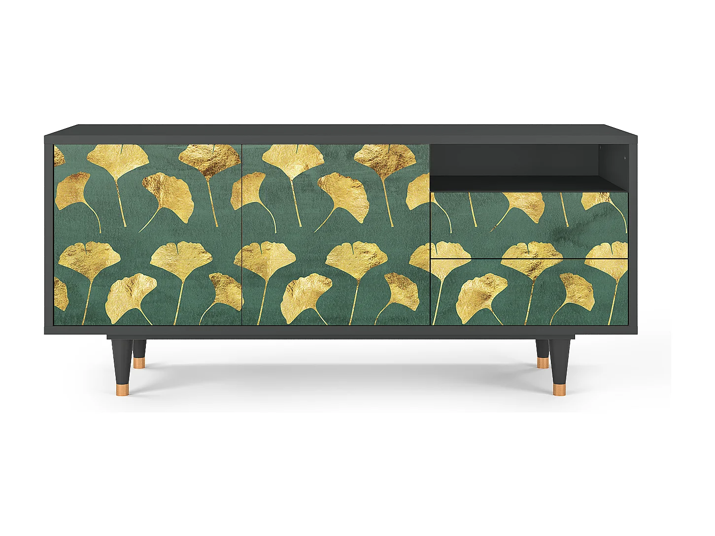 TV-meubel - 125х56х41 cm - T7 - Gingko leaves, Antraciet