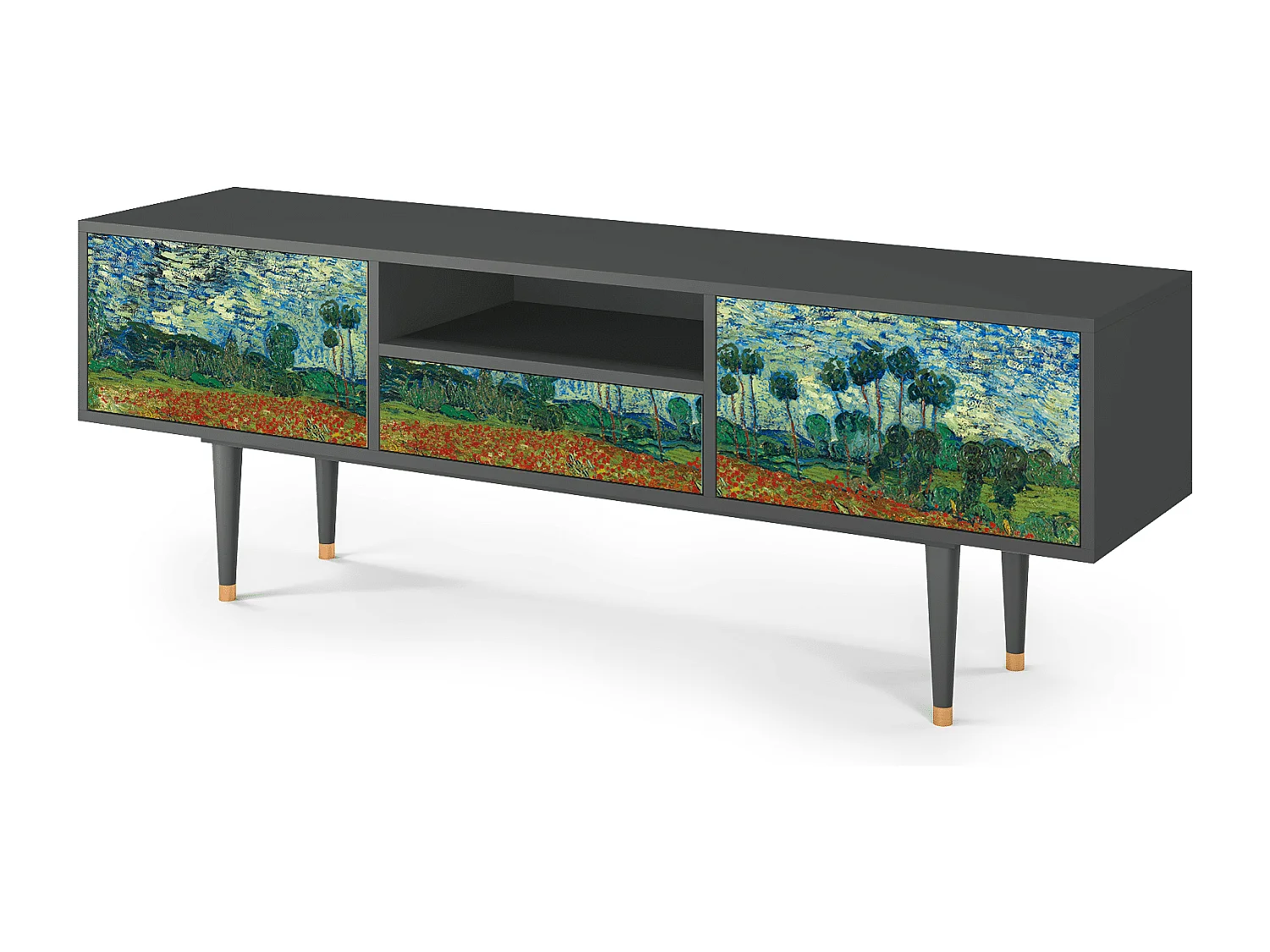 Meuble TV - 170х59х41 cm - T6 - Poppy field by van Gogh, Anthracite