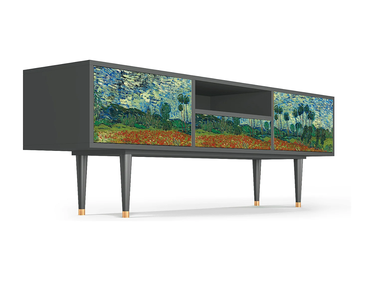 Meuble TV - 170х59х41 cm - T6 - Poppy field by van Gogh, Anthracite
