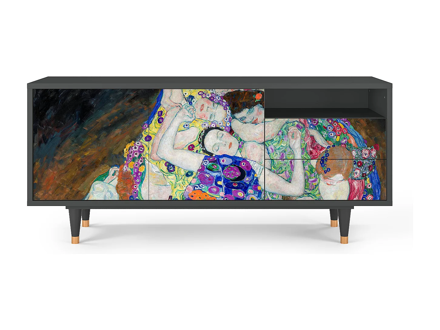 Szafka RTV - 125х56х41 cm - T7 - The Maiden by Klimt, Antracyt