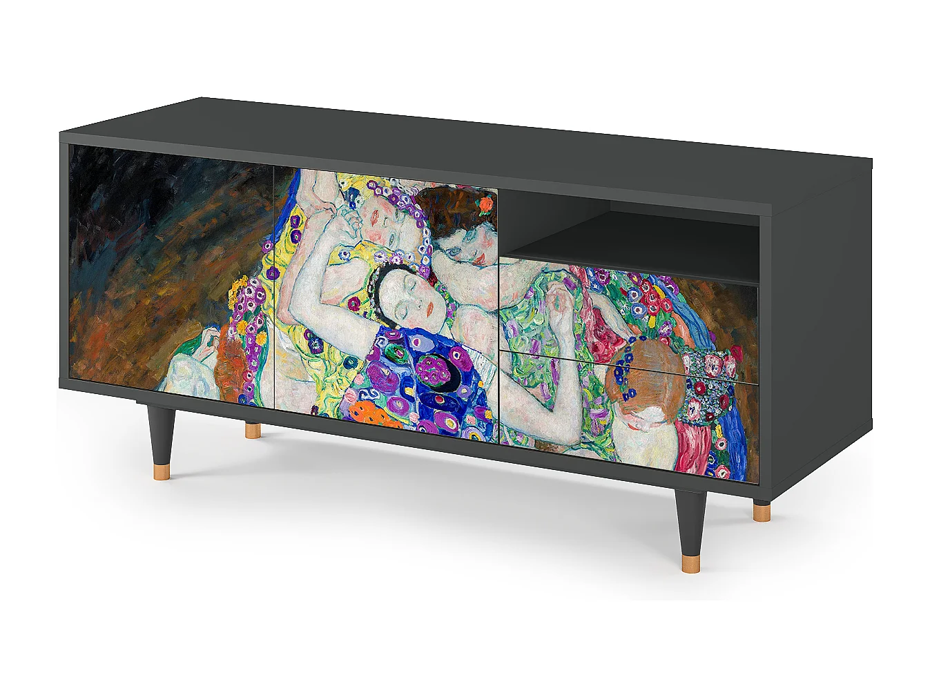 Szafka RTV - 125х56х41 cm - T7 - The Maiden by Klimt, Antracyt