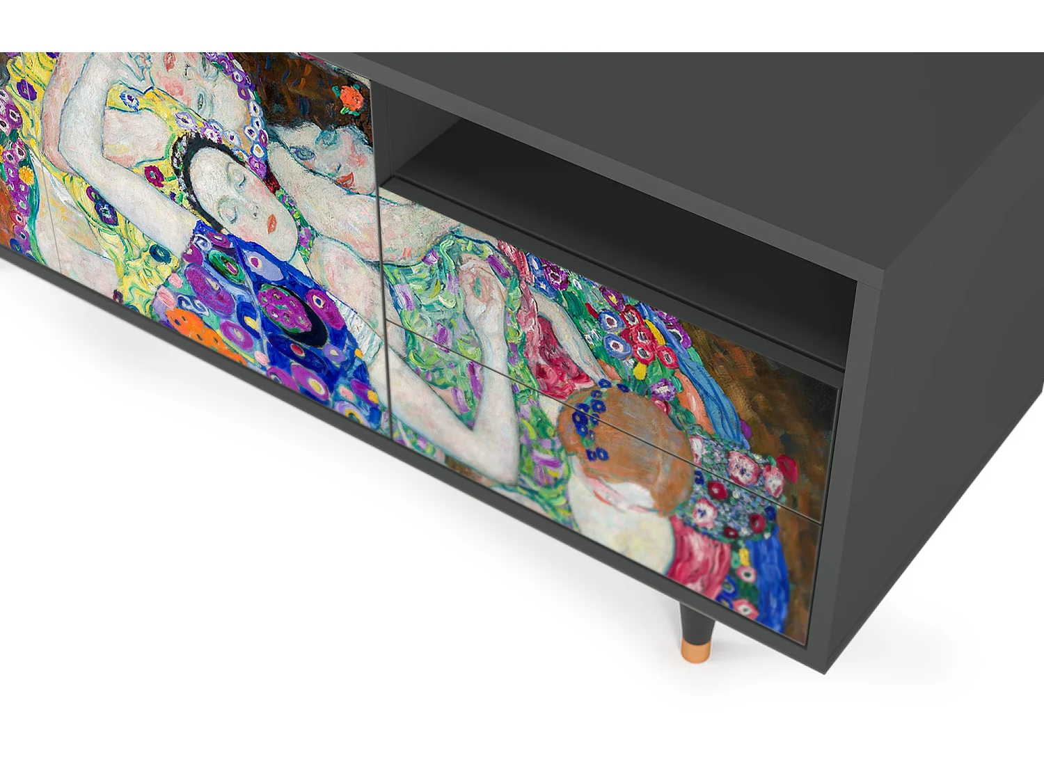 Szafka RTV - 125х56х41 cm - T7 - The Maiden by Klimt, Antracyt