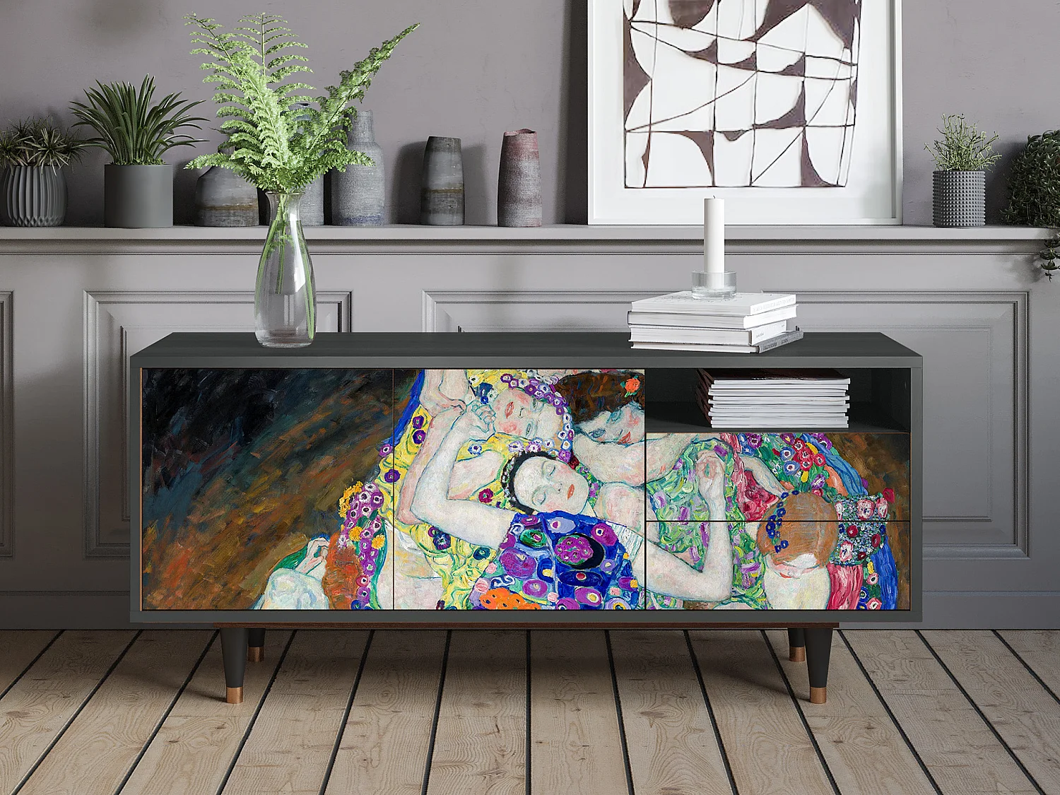 Meuble TV - 125х56х41 cm - T7 - The Maiden by Klimt, Anthracite