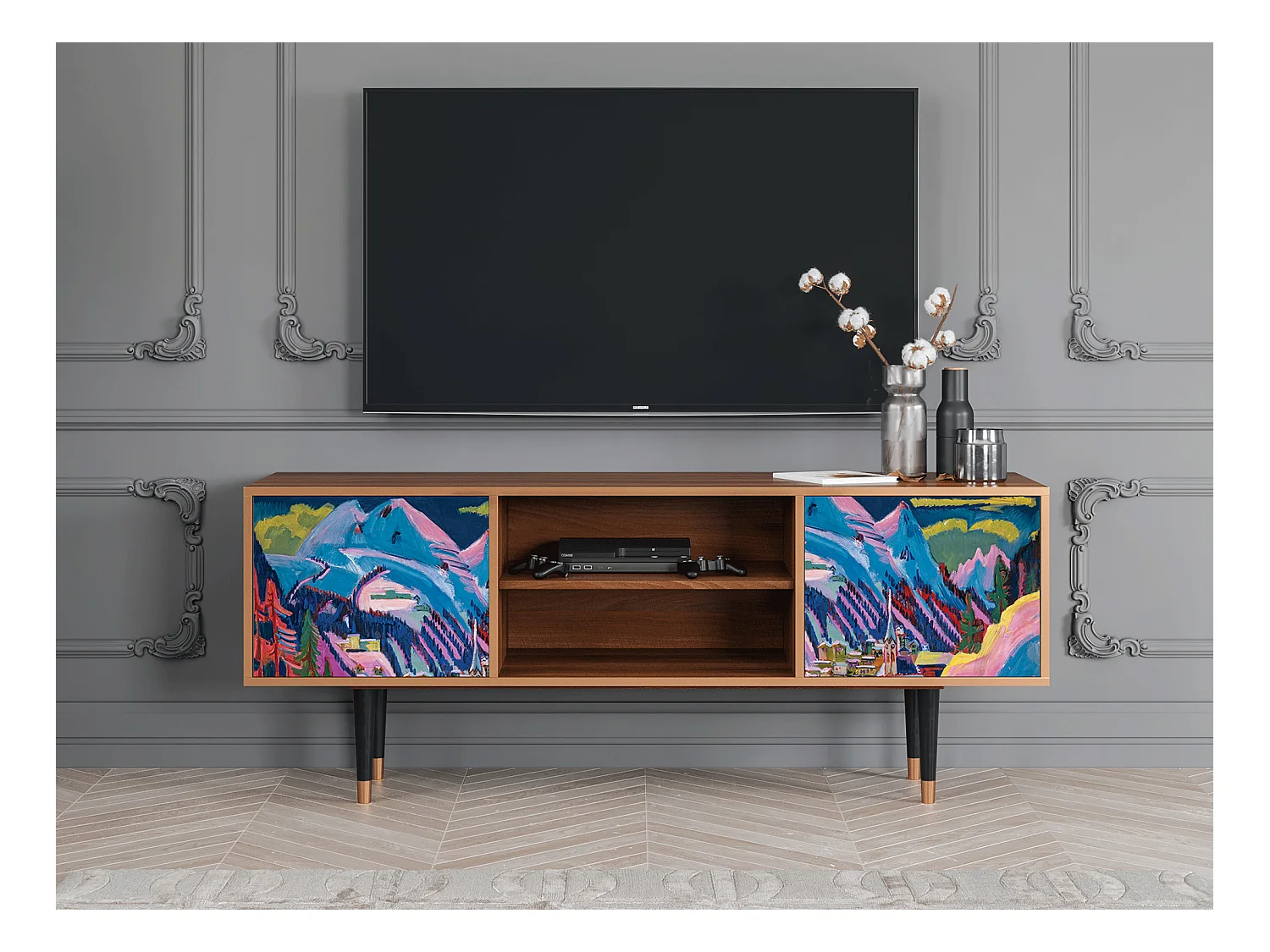Mobile TV - 170х69х48 cm - T2 - Davos Winter, Noce
