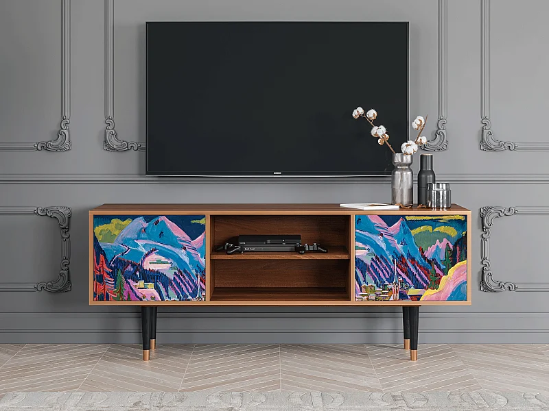 TV-Möbel - 170х69х48 cm - T2 - Davos Winter, Walnuss