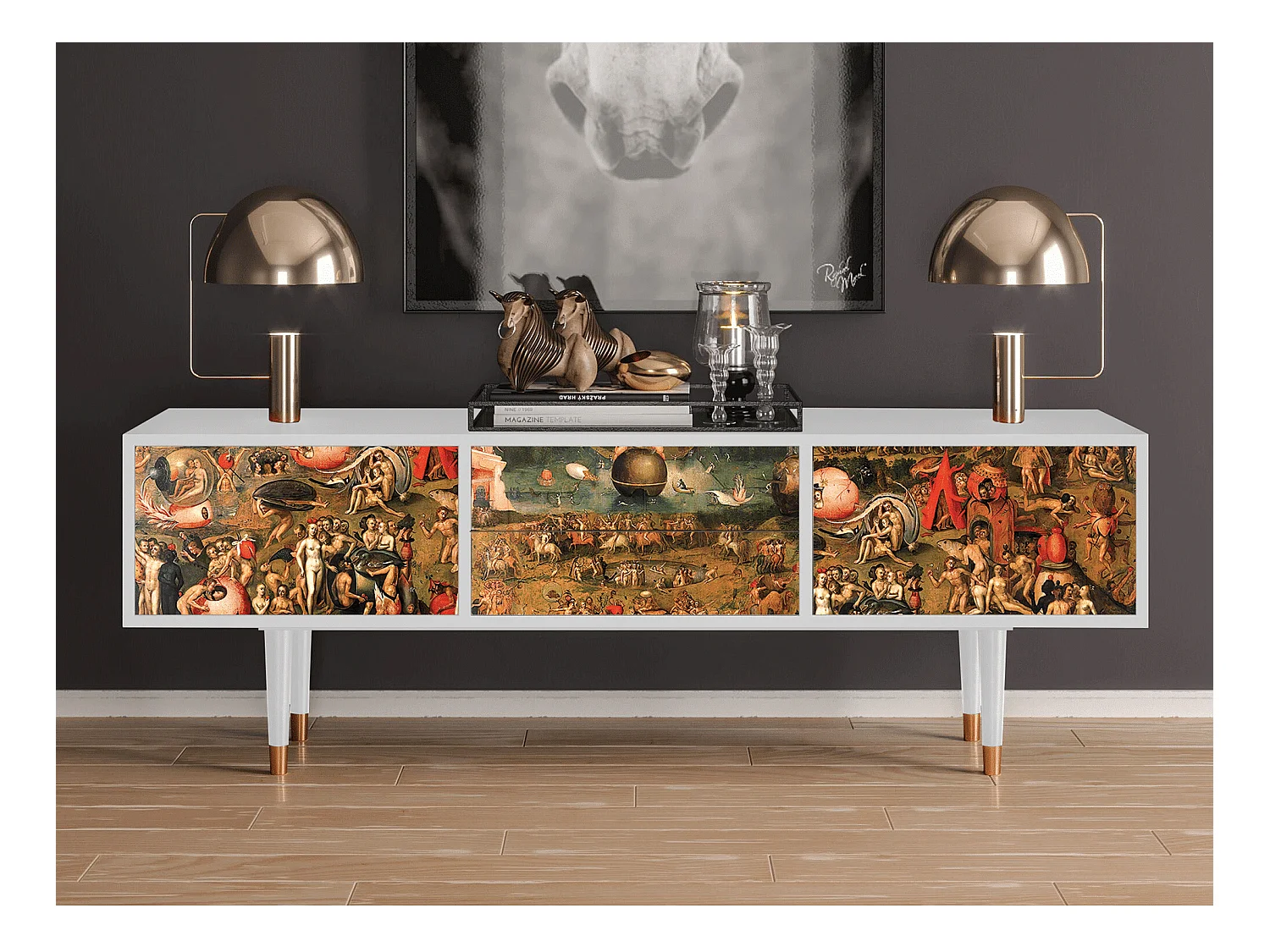 Mobile TV - 170х59х48 cm - T4 - Garden of Delights , Bianco