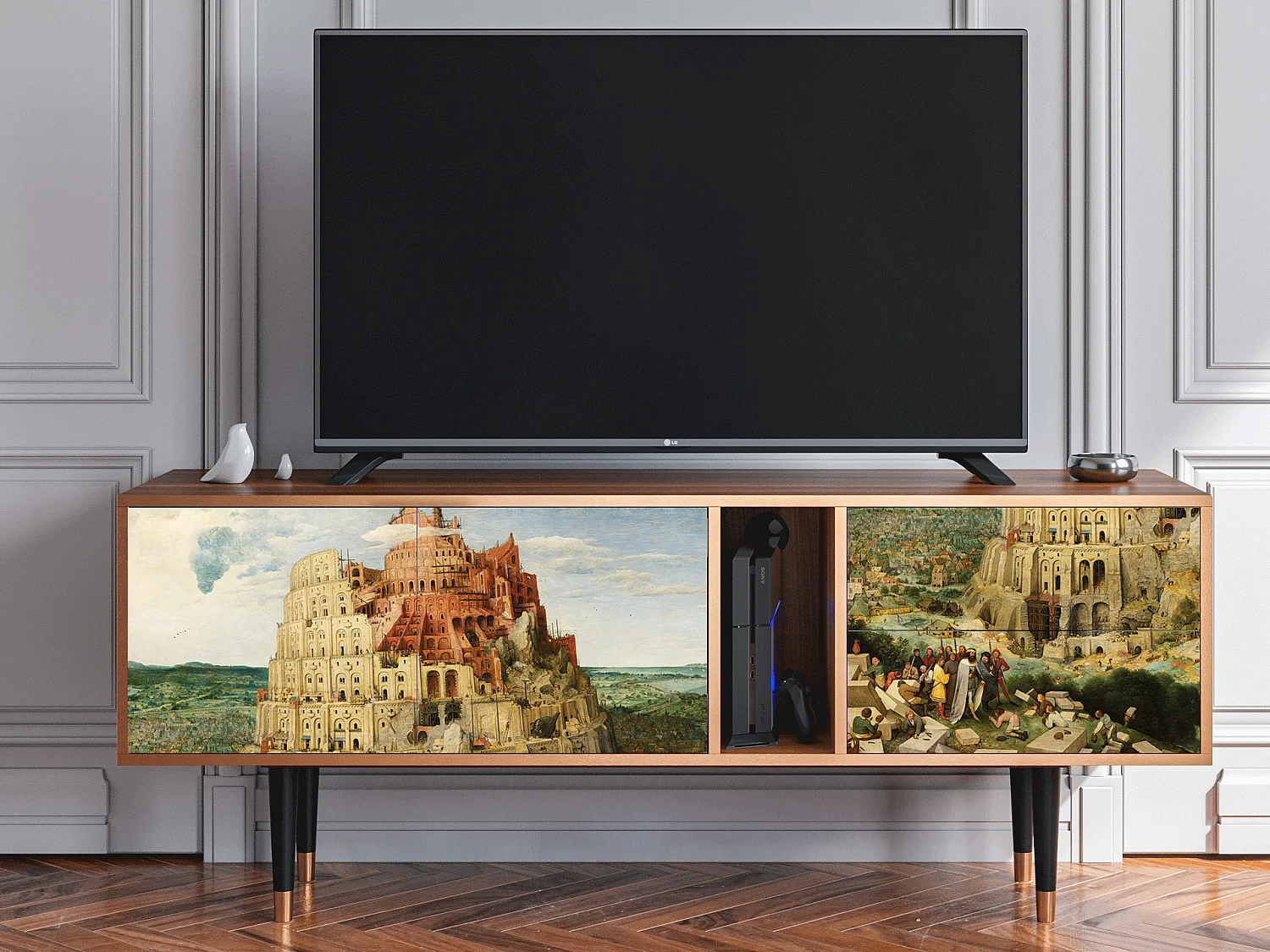 Mueble de TV - 170х69х48 cm - T1 - Elder The Tower, Nogueira