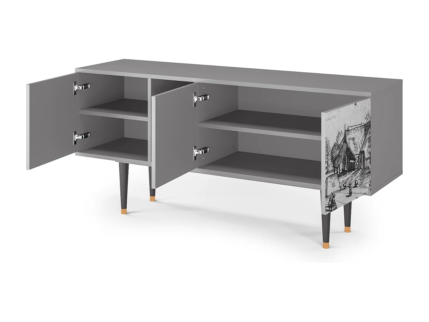 TV-Möbel - 150х69х41 cm - T5 - Country Village, Grau