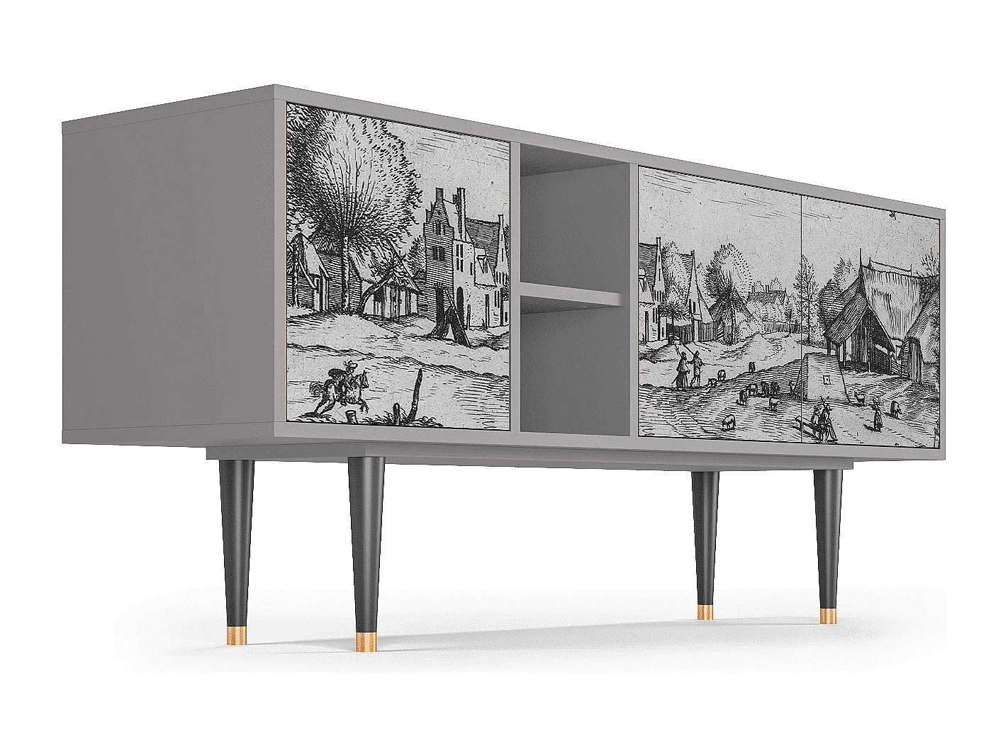 TV-meubel - 150х69х41 cm - T5 - Country Village, Grijs