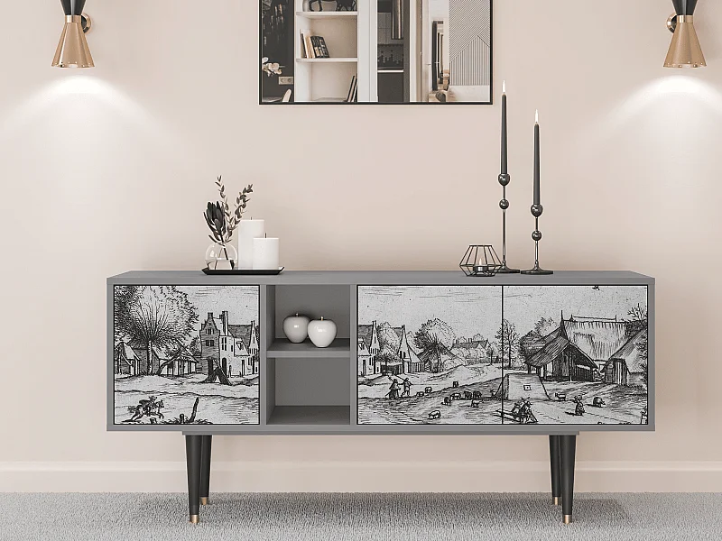 TV-Möbel - 150х69х41 cm - T5 - Country Village, Grau