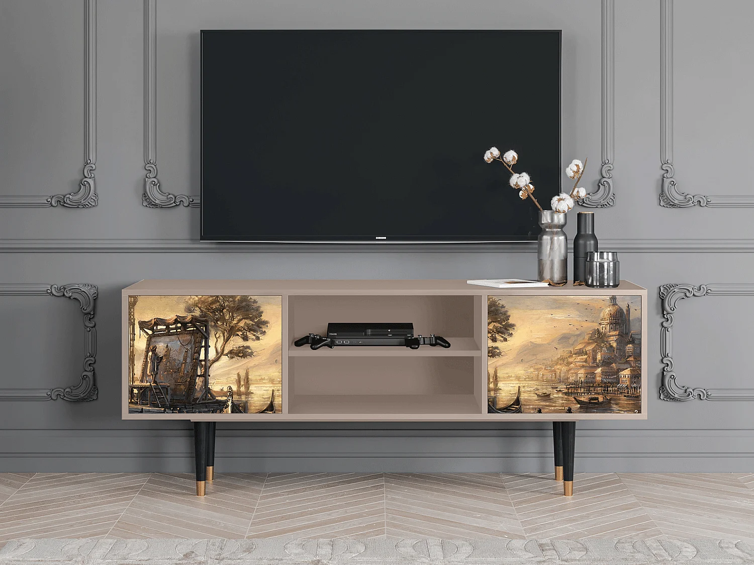 Mueble de TV - 170х69х48 cm - T2 - Venice, Latte