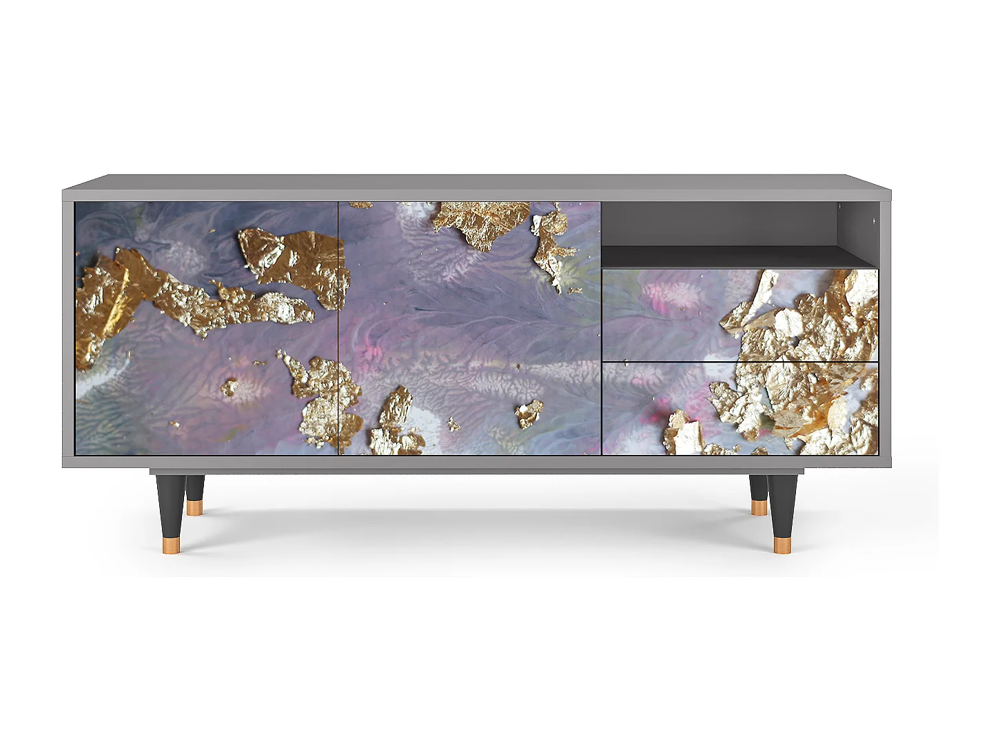 Meuble TV - 125х56х41 cm - T7 - Planet Earth, Gris