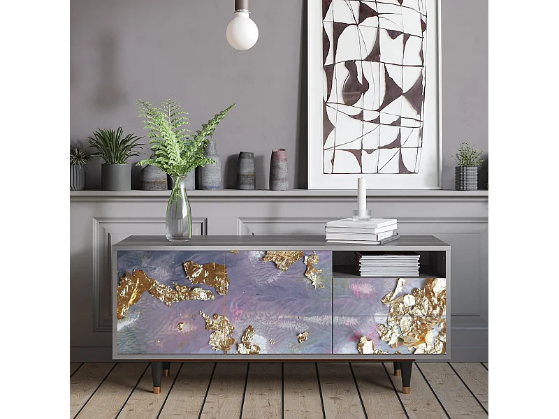 Meuble TV - 125х56х41 cm - T7 - Planet Earth, Gris