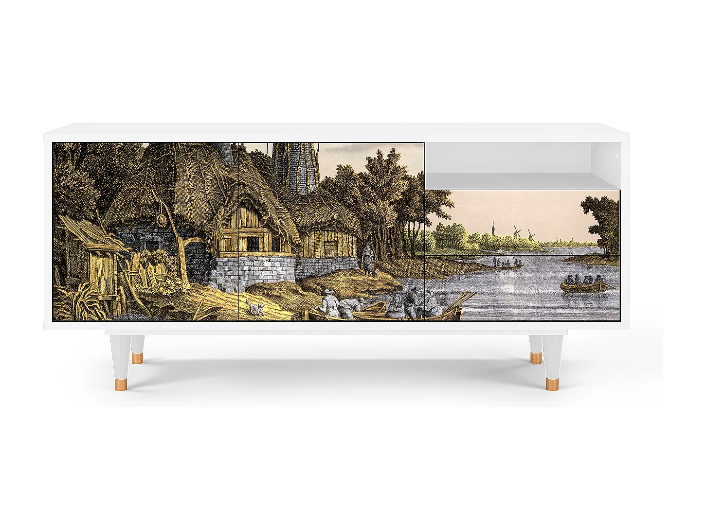 TV-Möbel - 125х56х41 cm - T7 - Mill along a River, Weiß