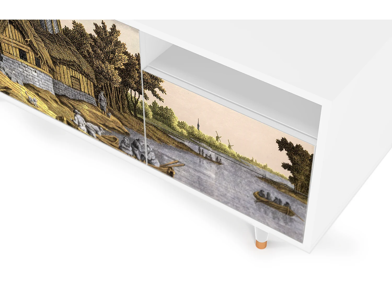 Meuble TV - 125х56х41 cm - T7 - Mill along a River, Blanc