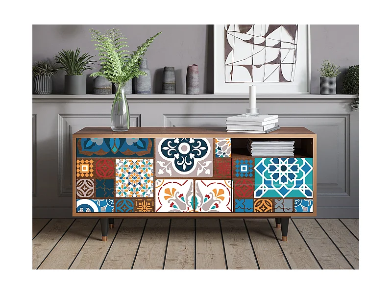 TV-Möbel - 125х56х41 cm - T7 - Moroccan Market, Walnuss