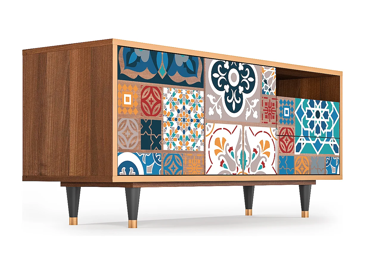 Meuble TV - 125х56х41 cm - T7 - Moroccan Market, Noyer