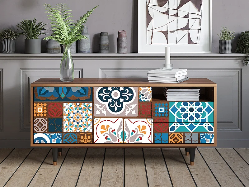 TV-meubel - 125х56х41 cm - T7 - Moroccan Market, Walnoot