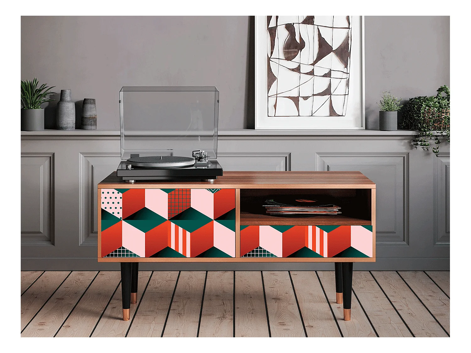 Meuble TV - 115х59х48 cm - T3 - Pepsi-Cola, Noyer