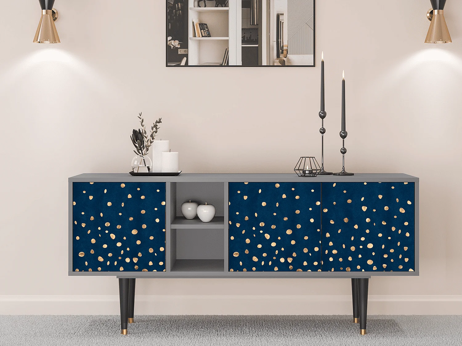 Mueble de TV - 150х69х41 cm - T5 - Night Skies, Gris