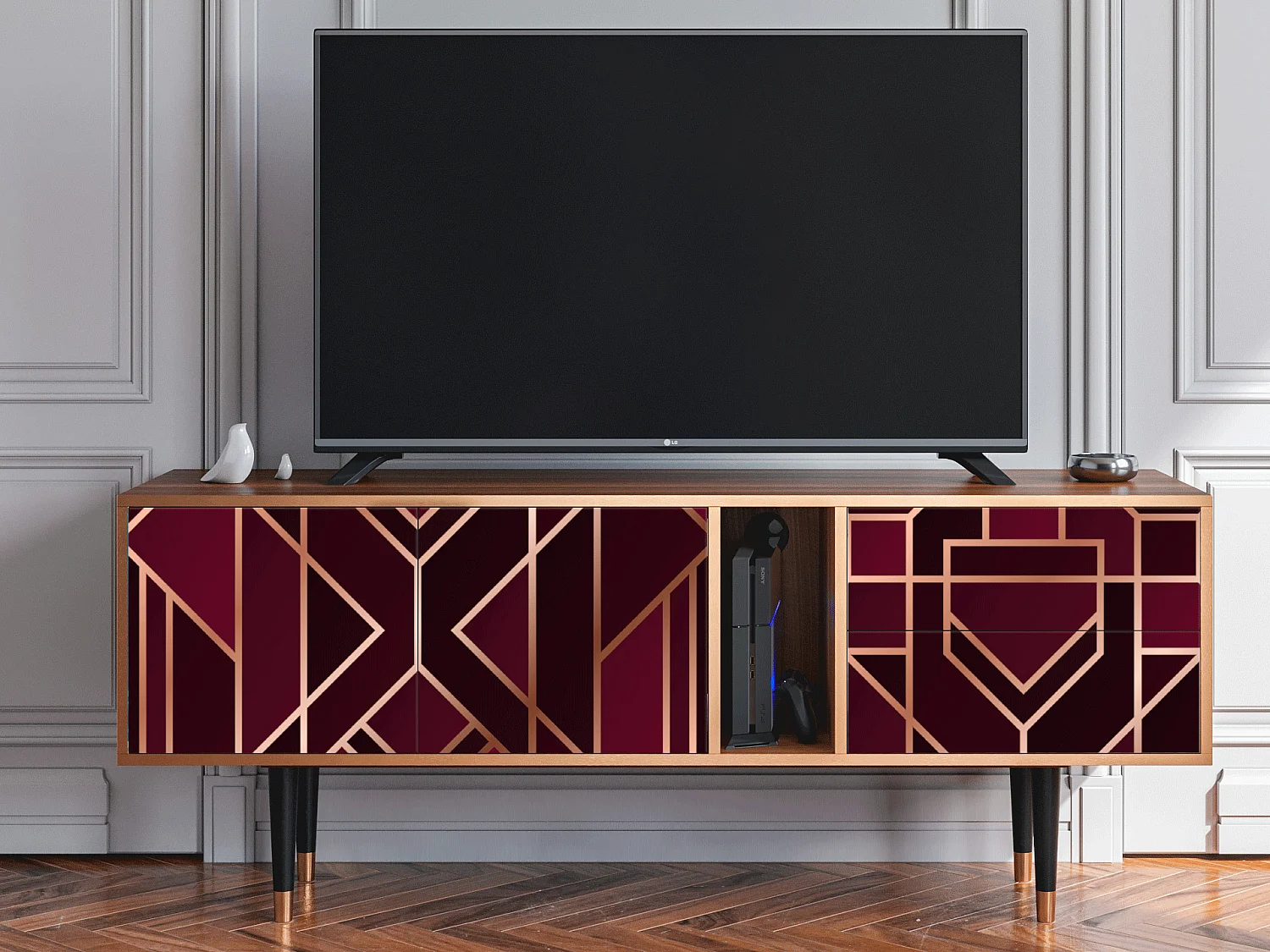 Meuble TV - 170х69х48 cm - T1 - Burgundy Jewelery, Noyer