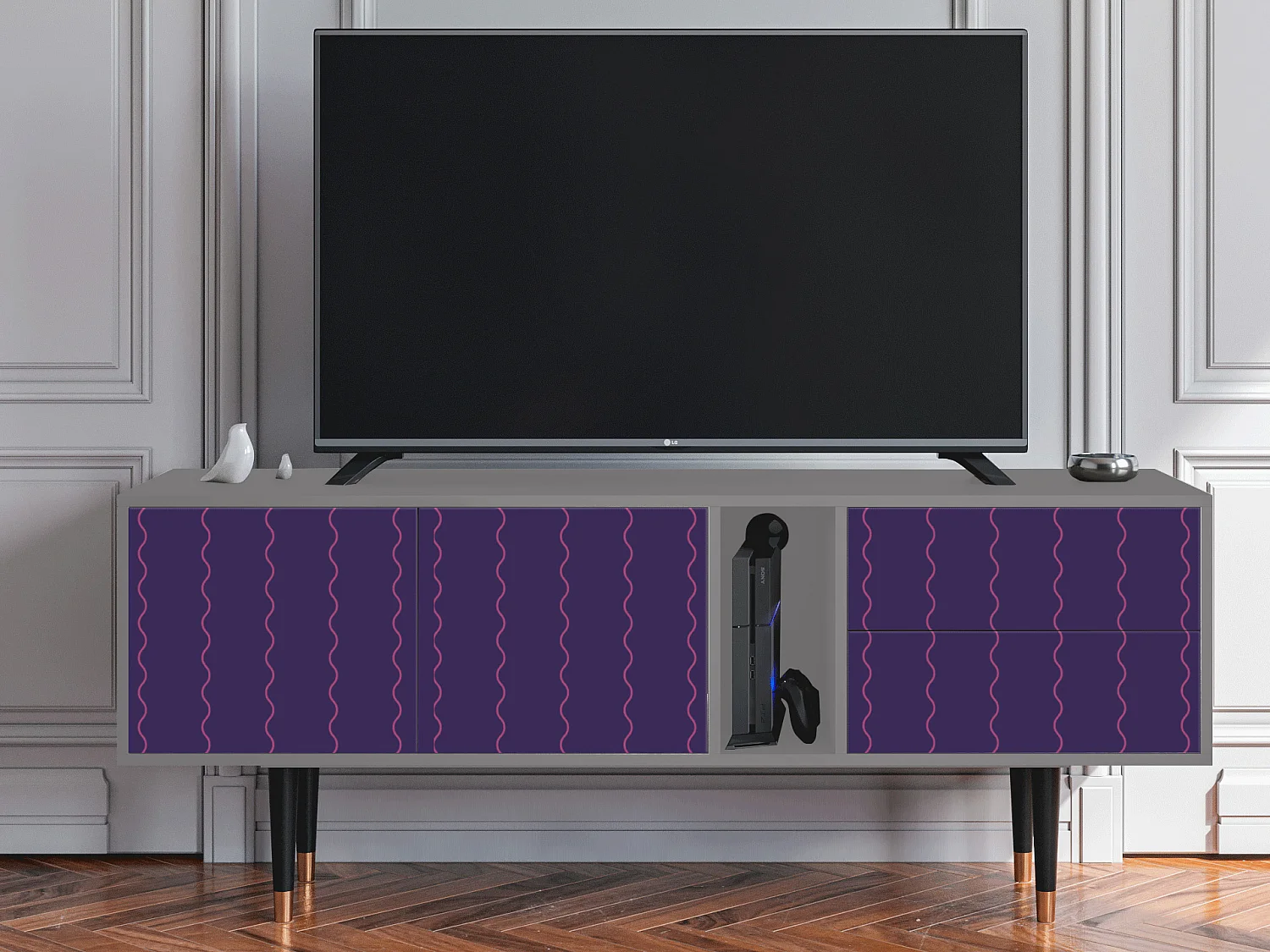 Meuble TV - 170х69х48 cm - T1 - Grape Maccaroni, Gris