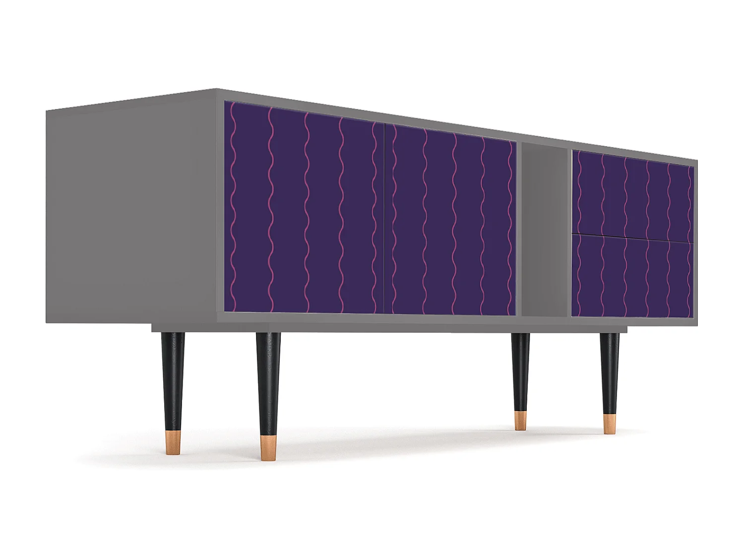 Meuble TV - 170х69х48 cm - T1 - Grape Maccaroni, Gris