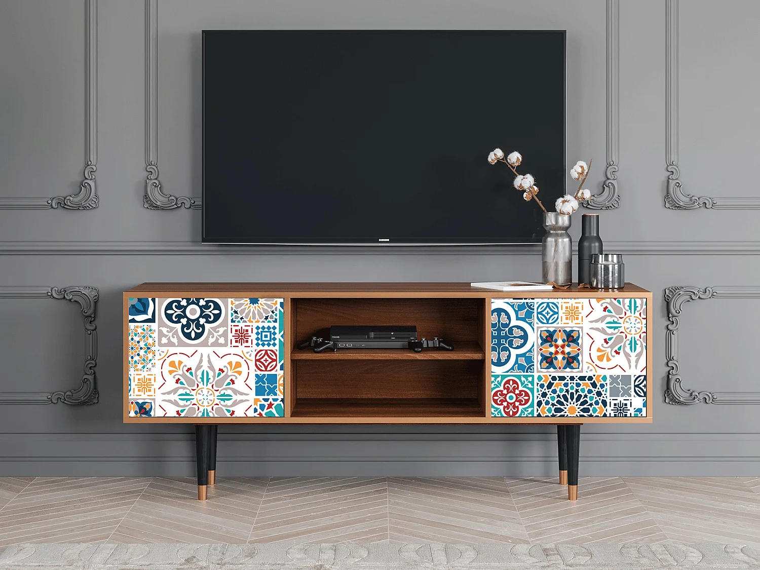 Meuble TV - 170х69х48 cm - T2 - Moroccan Market, Noyer