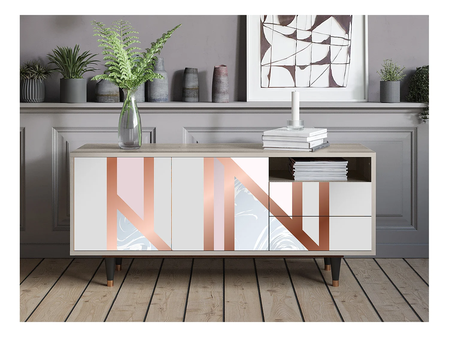 TV-Möbel - 125х56х41 cm - T7 - Champagne Story, Sand