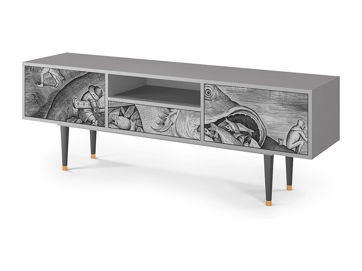 Mueble de TV - 170х59х41 cm - T6 - Big Fish Eat Little, Gris