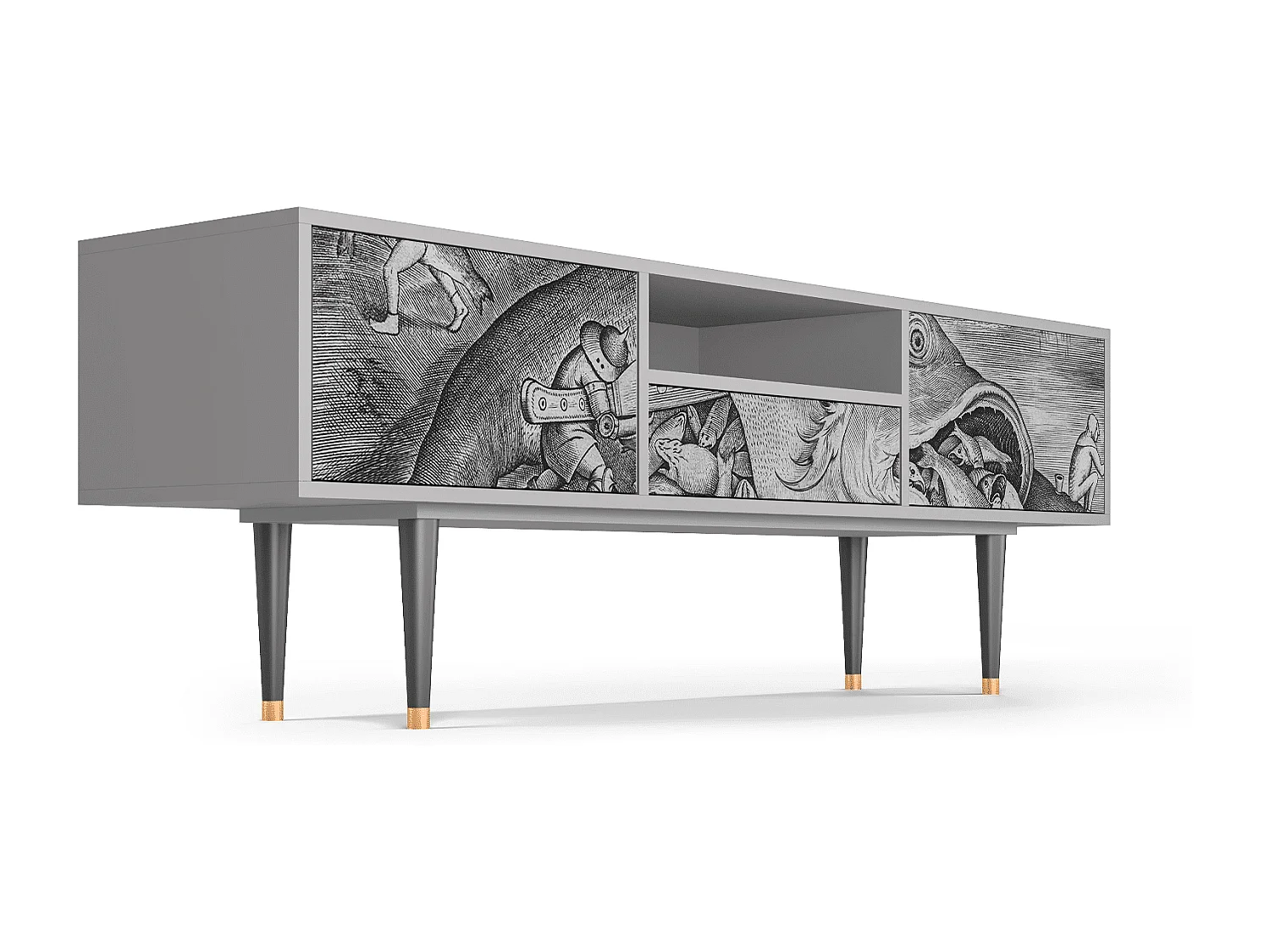 Mueble de TV - 170х59х41 cm - T6 - Big Fish Eat Little, Gris