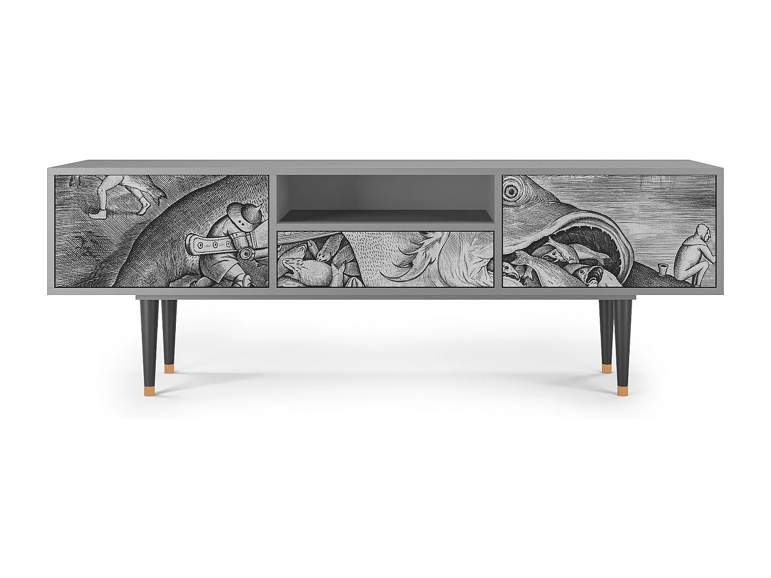 Meuble TV - 170х59х41 cm - T6 - Big Fish Eat Little, Gris