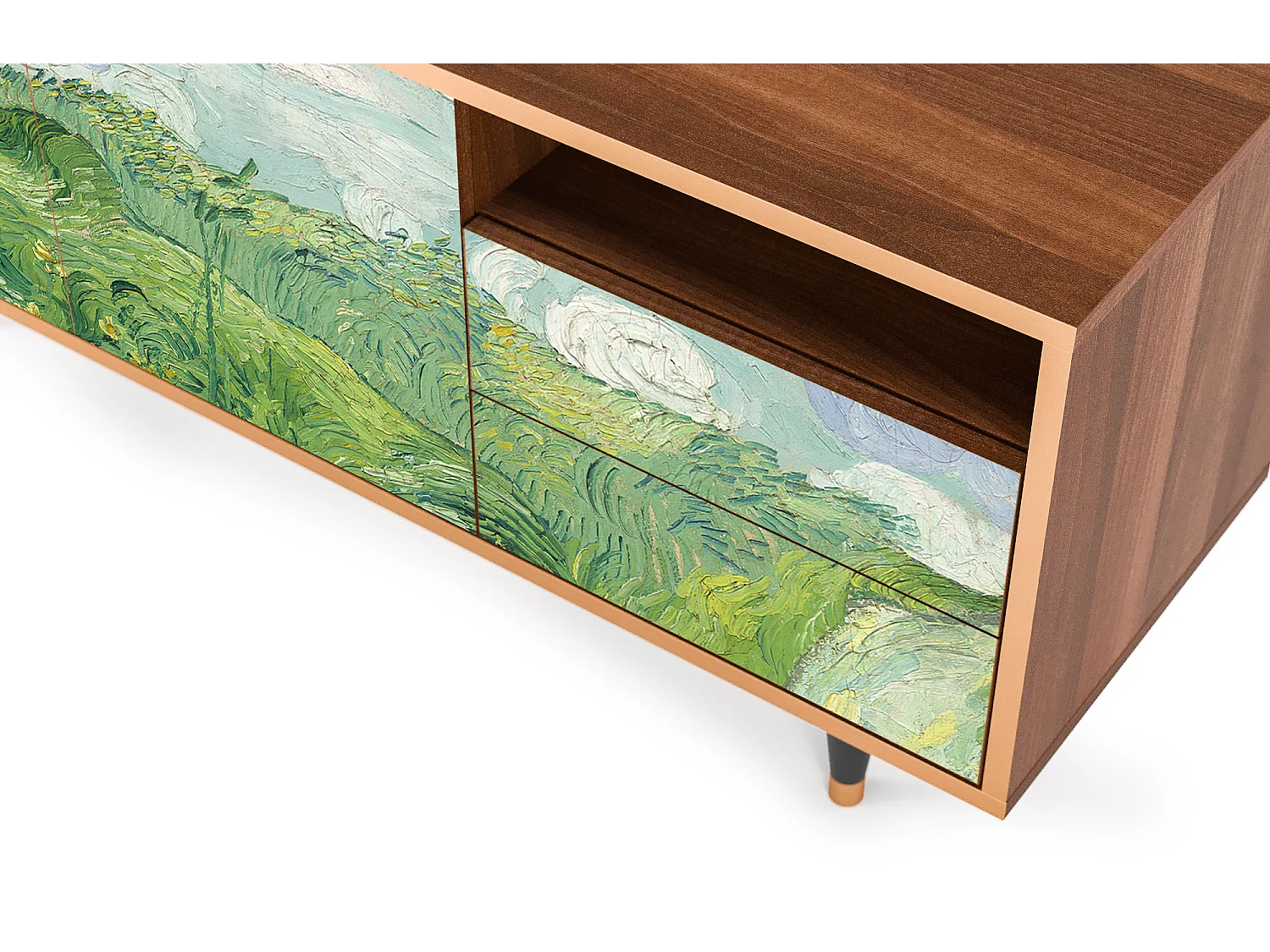 Meuble TV - 125х56х41 cm - T7 - Green Wheat Fields, Noyer