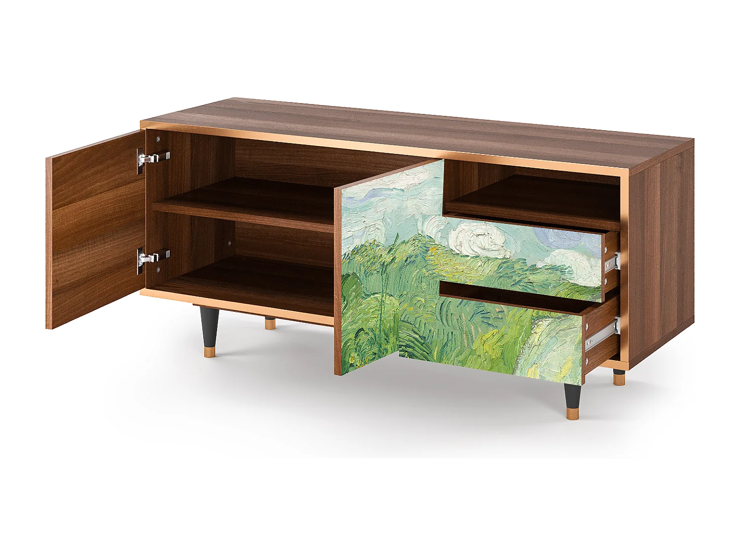 Meuble TV - 125х56х41 cm - T7 - Green Wheat Fields, Noyer