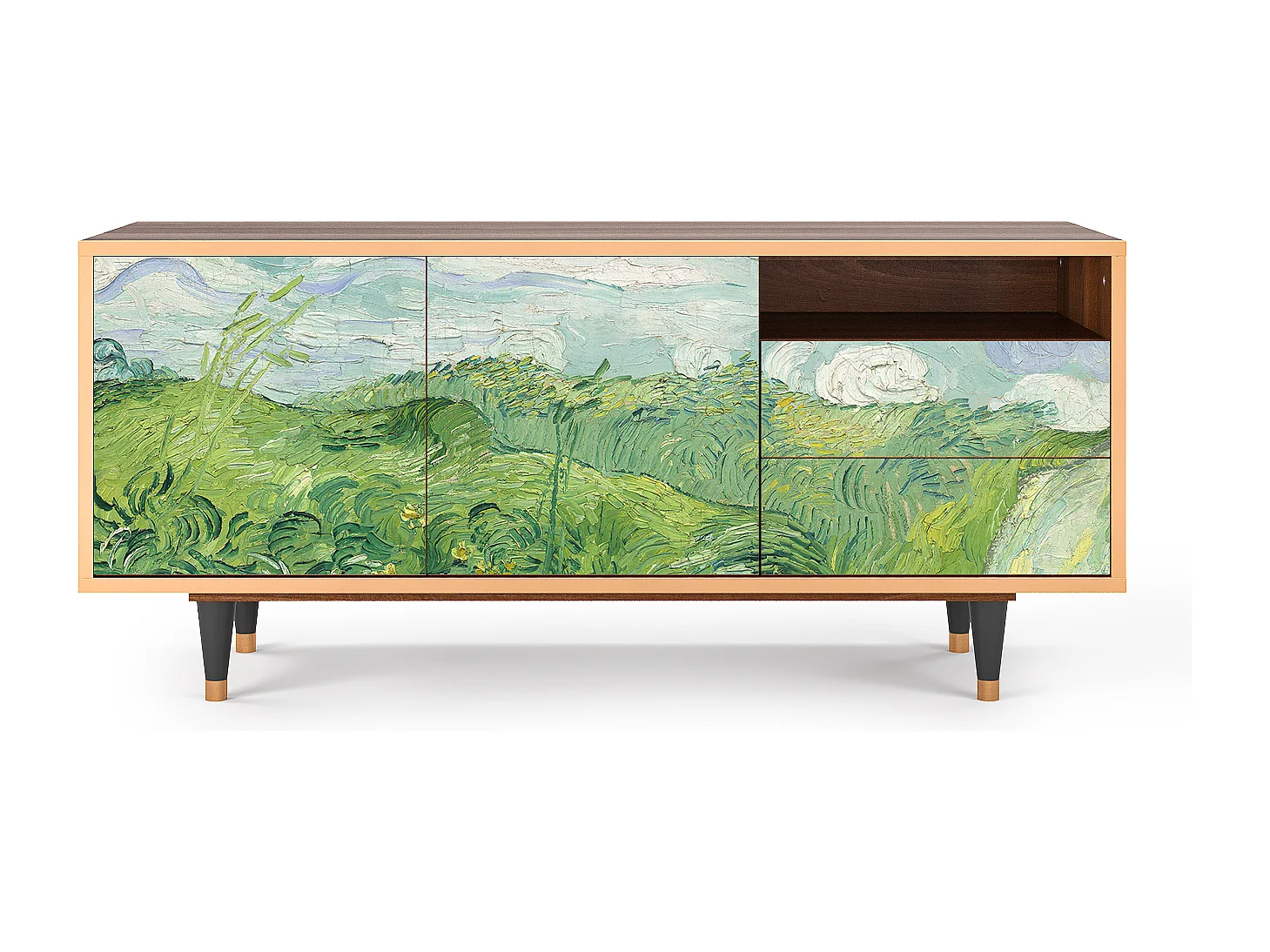 TV-Möbel - 125х56х41 cm - T7 - Green Wheat Fields, Walnuss